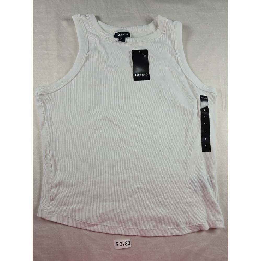 Torrid Plus 1(XL) Super Soft Rib High Neck Tank White Sleeveless NWT Layering